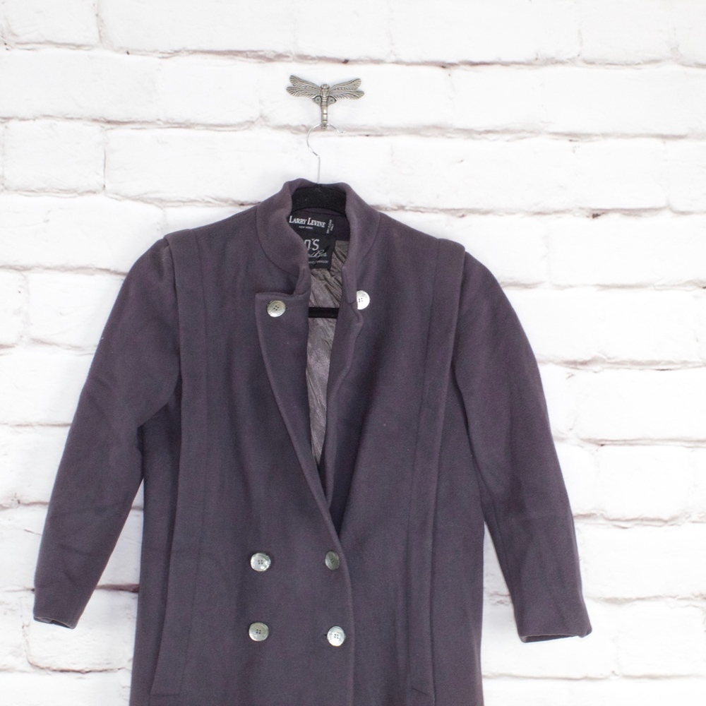 VTG Larry Levine Women's Purple Wool Coat Petite M - Picture 2 of 8